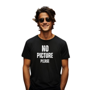 No Picture Please T-Shirt, Black, 100% Cotton